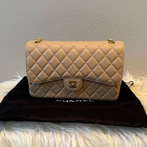 Chanel Beige Quilted Shoulder Bag
